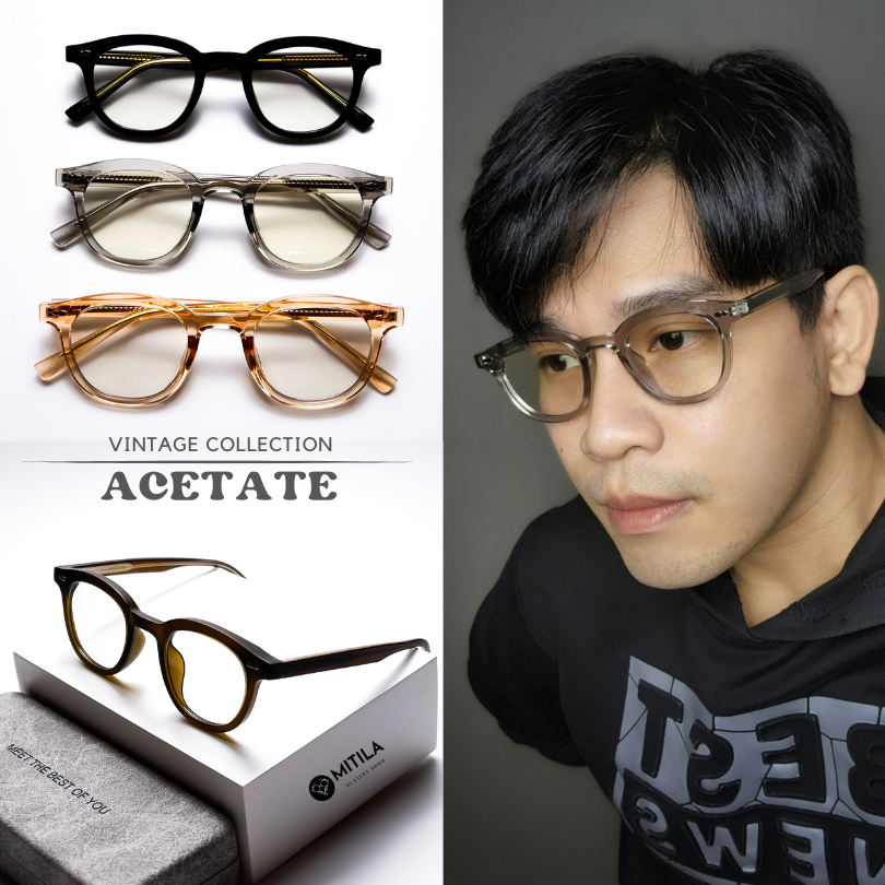 กรอบแว่นตาอะซิเตท เสริมโครงด้านใน​ 100% Acetate​ แข็งแกร็ง, ทนทาน, สีไม่ลอก​ แว่นสายตา มีบริการตัดเลนส์สายตา รุ่น​5250