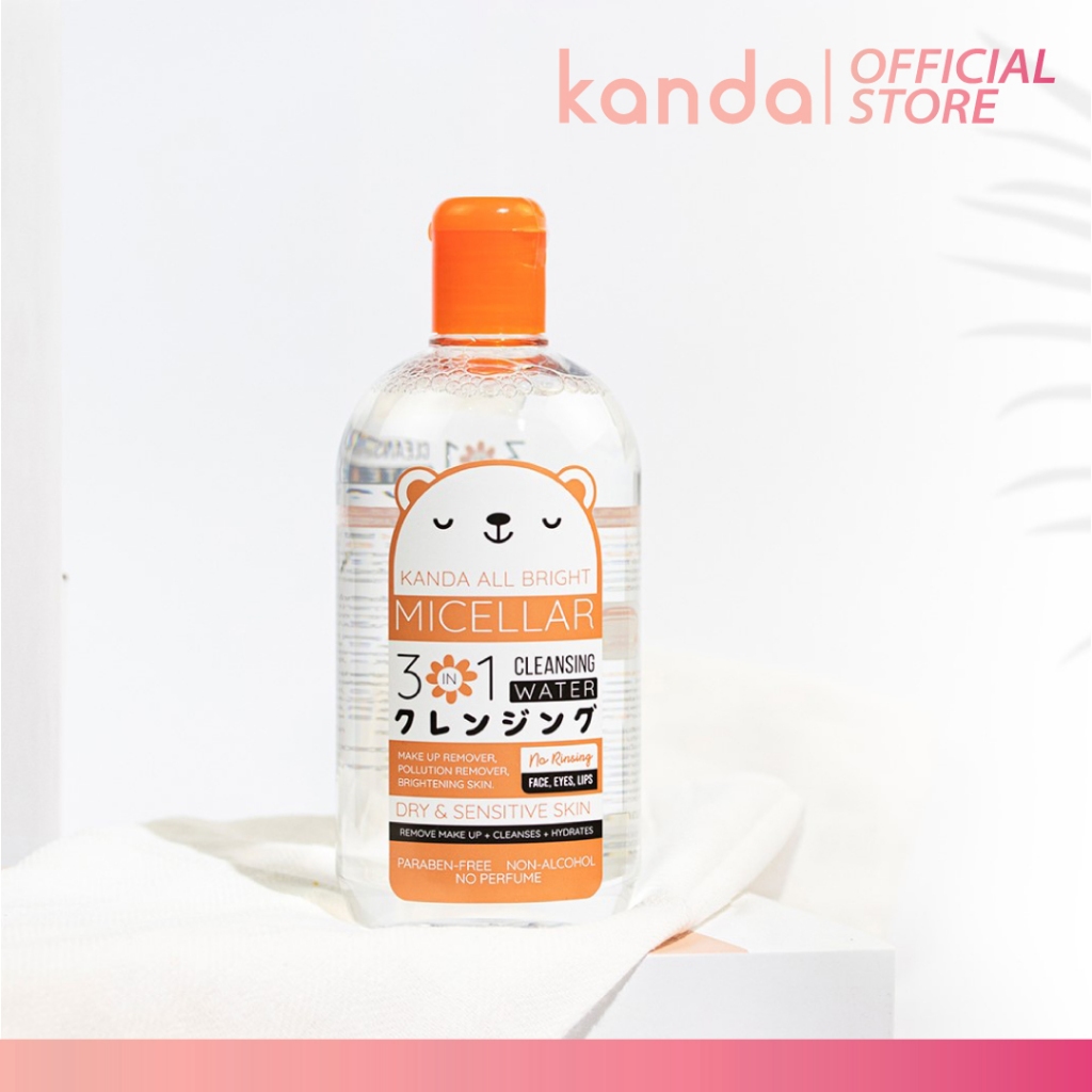 KANDA All Bright Micellar 3In1 Cleansing Water 50 ml. ผลิตภัณฑ์เช็ดทำความสะอาดเครื่องสำอาง