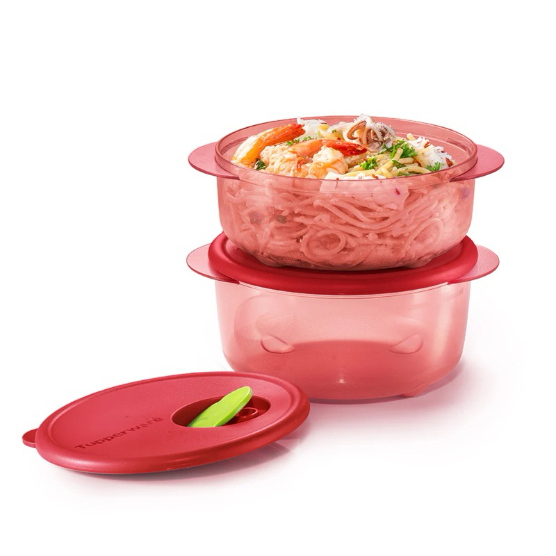 Tupperware รุ่น Rock N Serve Round สีแดง