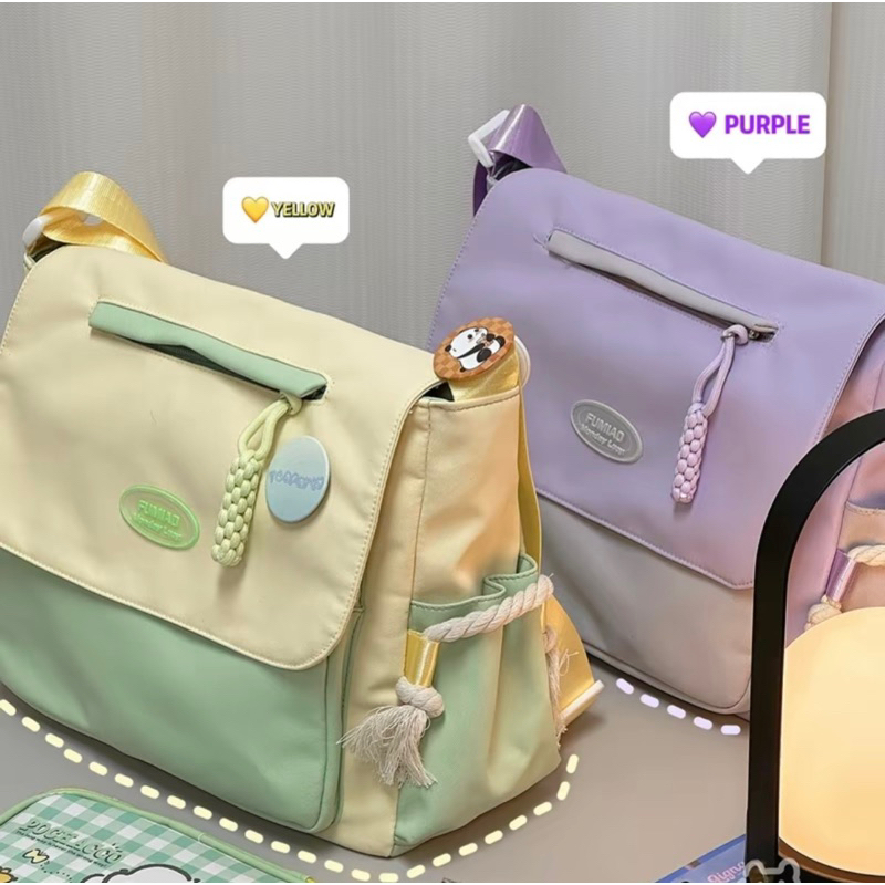 D-160 กระเป๋าสะพายไหล่ เรียบง่าย กระเป๋าสะพายข้างน่ารัก ไนลอน ถุงผ้าใบ message bag
