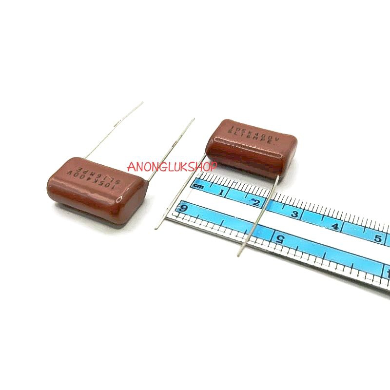 ราคาแพ็ค 2ตัว 👉👉 C ไมล่า 400V C105K400V ระยะขาห่าง 22มิล C 1MF 400V C 1UF 400V ไมล่า คาปาซิเตอร์แบบไ