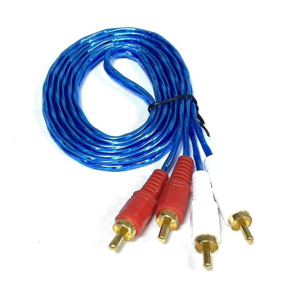 สาย RCA 4 หัว หัวทอง เข้า 2 ออก 2 ยาว 1.2 เมตร สายสีดำ แพ็คถุง 1 เส้น สายแจ็ค ต่อเครื่องเสียง