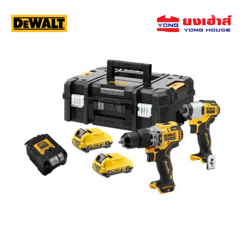 DEWALT ชุดสว่านกระแทก DCD706 + ไขควงกระแทก DCF801 ไร้แปรงถ่าน รุ่น DCK2111L2T-B1