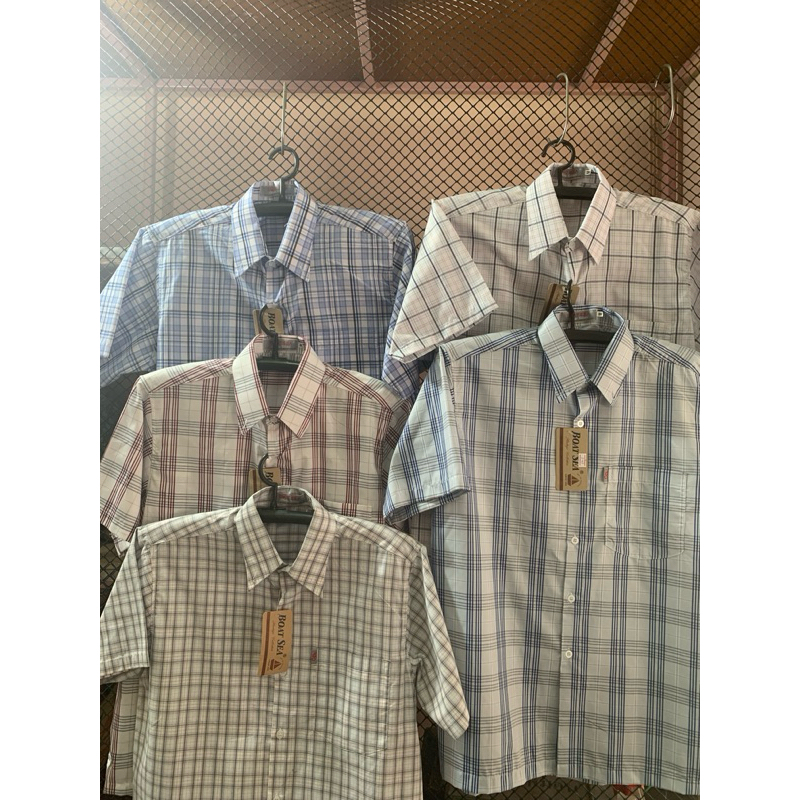 เสื้อเซิ้ตแขนสั้น เสื้อเซิ้ตลายสก็อต เสื้อชายตรง