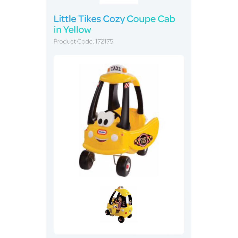 Little Tikes รถขาไถ Little Tikes Cozy Cab Taxi ขนาดใหญ่ มือสอง