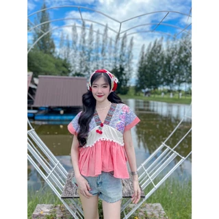 เสื้อเด็กดอย เสื้อคอวีกะเหรี่ยง เสื้อพื้นเมือง ลายช้าง/ลายดอก น่ารักๆ/สินค้ามีพร้อมส่ง