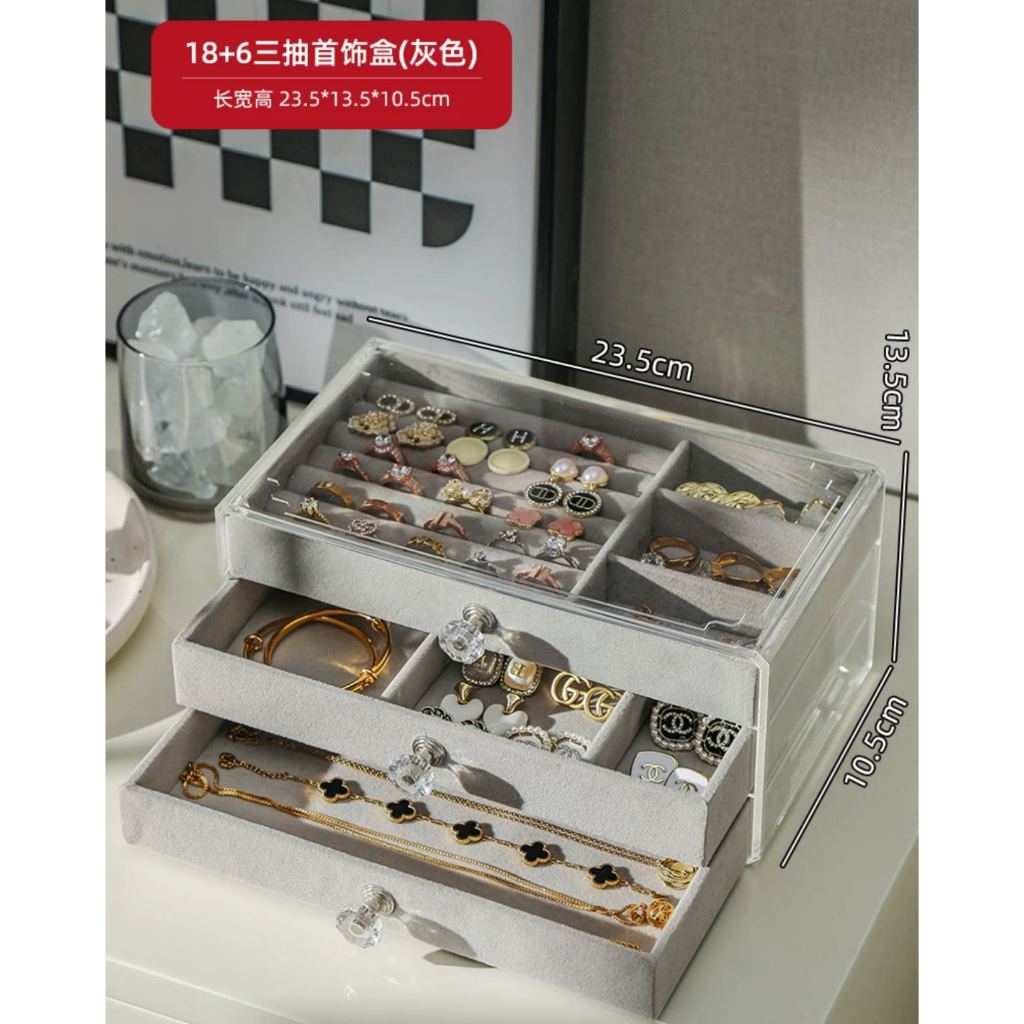 กล่องเก็บเครื่องประดับที่มีฝาปิดต่างหูกล่องเก็บต่างหูที่หนีบหูกันฝุ่นเครื่องประดับต่างหูไม้หู3ชั้น 2048 - รูปที่ 4