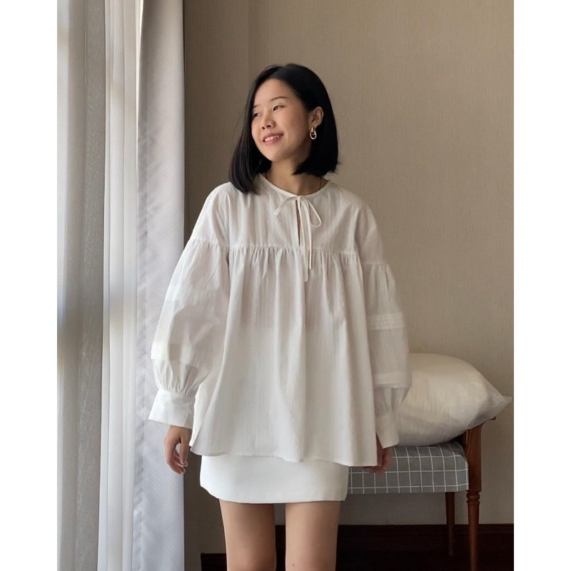 เสื้อสีขาวแขนยาว hyde apparels ใหม่ ผ้าคอตตอนญี่ปุ่น ส่งต่อ