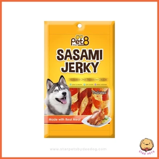 Pet8 ขนมสุนัขแสนอร่อย Sasami Jerky ขนมหมาแสนอร่อย สันในไก่หลากรสชาติ ขนาด 50g (JJ01-14)