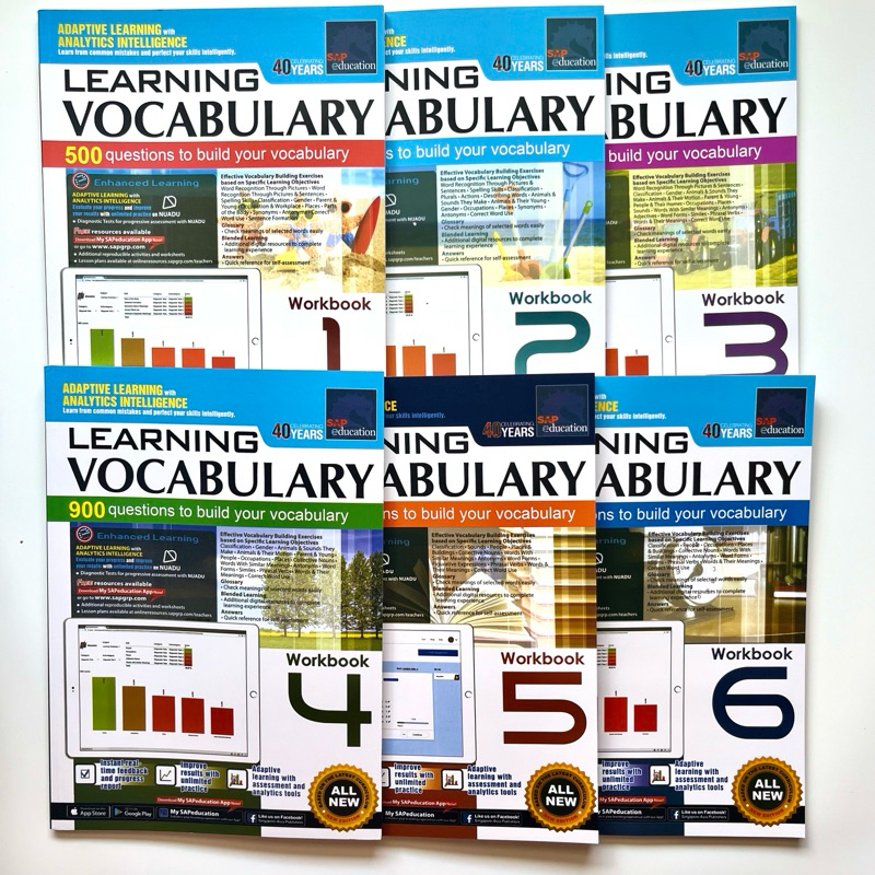 Singapore Learning English Vocabulary Workbook (6 BOOKS SET,Grade1-6)