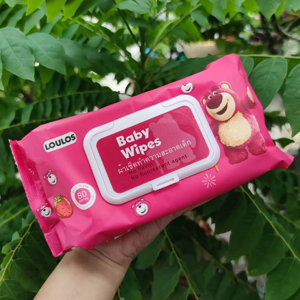ทิชชู่เปียกหมี Lotso ไซส์ใหญ่ (80 แผ่น) แผ่นใหญ่ อ่อนโยน ปราศจากแอลกอฮอล์ 80แผ่น