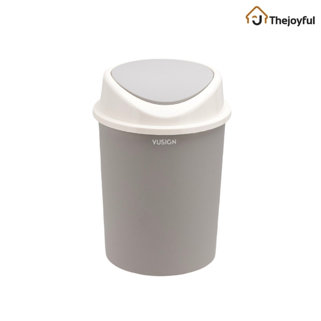 Thejoyful ถังขยะทรงกลม ถังขยะพลาสติก ฝาสวิง 2ขนาด ใช้งานง่าย เก็บกลิ่นดี