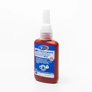 V Tech กาวล็อคเกลียว สีน้ำเงิน สำหรับงานยึดติดปานกลาง VT-843 ขนาด 6 มล. / 50 มล.