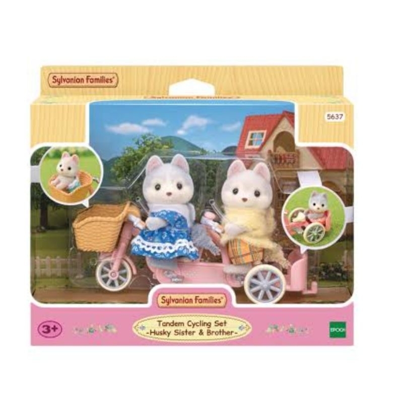 Sylvanian Families Tandem Cycling Set (Husky sister and Brother)