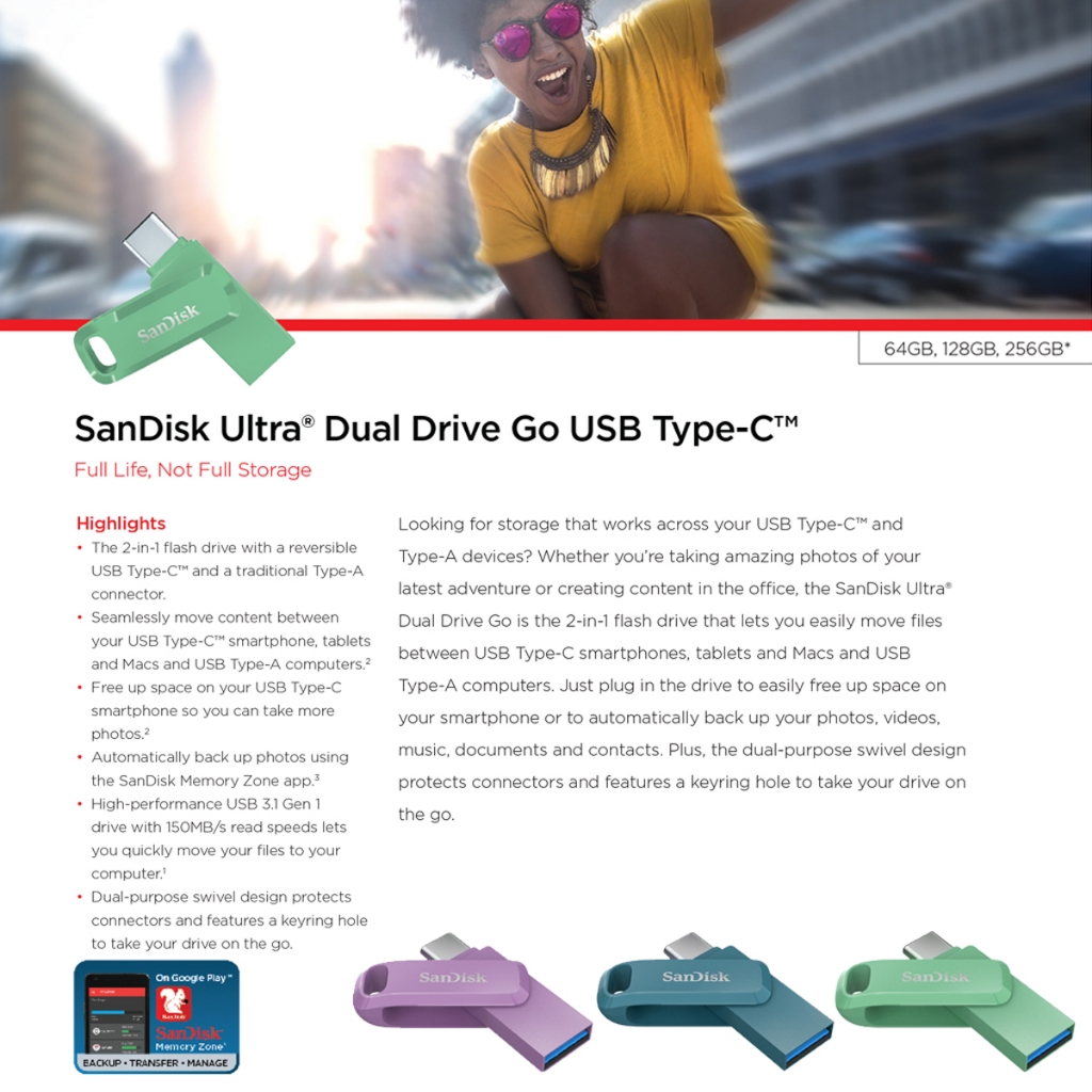 SanDisk Ultra Dual Drive Go USB 3.2 Gen1 Flash Drive Type-C (SDDDC3) 32GB 64GB 128GB 256GB ประกัน5ปี - ภาพย่อย 2