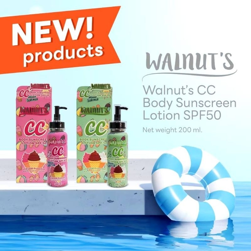 โลชั่น Walnut's  CC Body Sunscreen Lotion SPF50 ขนาด 200 มล.- ป้องกันแสงแดดด้วย SPF50