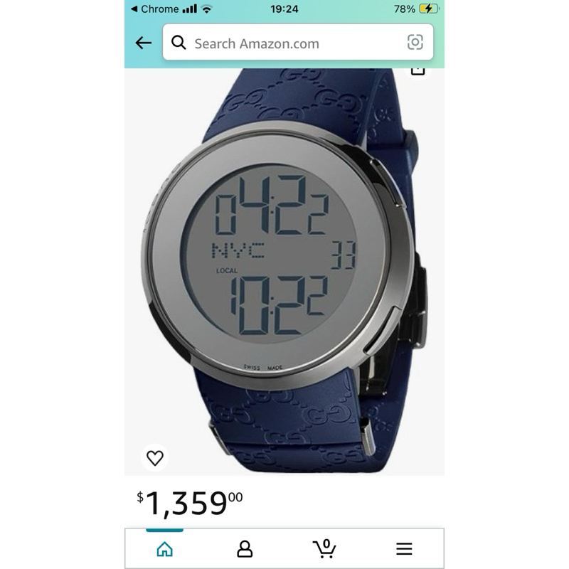 Gucci I-Gucci 114 Digital Mens Watch YA114208 Wrist Watch (Wristwatch)มือสองใช้งานปกติมีตำหนิสายขาดห