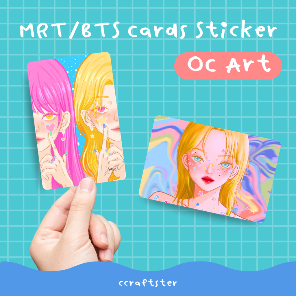 ccraftster - card sticker สติกเกอร์ติดบัตร 2 ลาย สติ๊กเกอร์ สติ๊กเกอร์ติดบัตร bts mrt บัตรเครดิต (ไร้คราบกาว)
