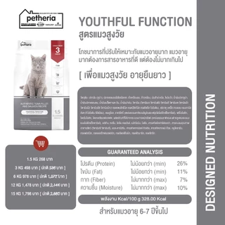 [ ตกกิโลละ 119 บาท l ไซส์กระสอบ 15 กิโล ] petheria อาหารแมวแบบเม็ดเกรด SUPER PREMIUM มีให้เลือกทุกช่วงวัย
