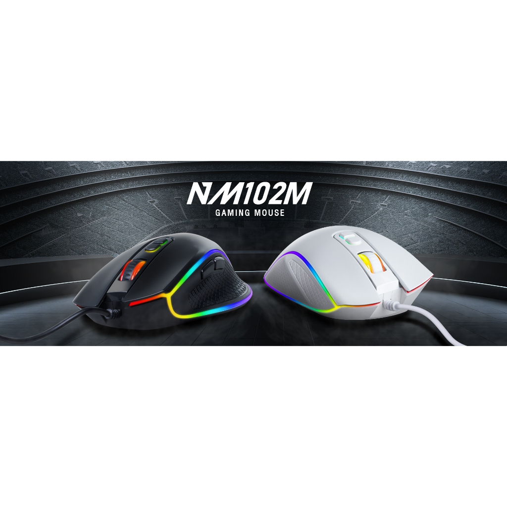 GAMING NUBWO NM102M RGB LIGHTING ERGONOMIC DESIGN Gaming Macro Mouse เมาส์ มาโคร เกมมิ่ง NM-102 M