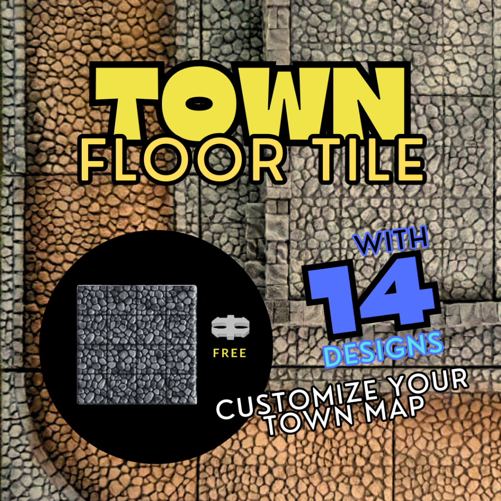 DnD Town Floor Tile พื้นสำหรับประกอบเป็น Map (งาน PLA ยังไม่ลงสี) -ใช้เวลาปริ้น 3-5 วันหรือมากกว่าขึ