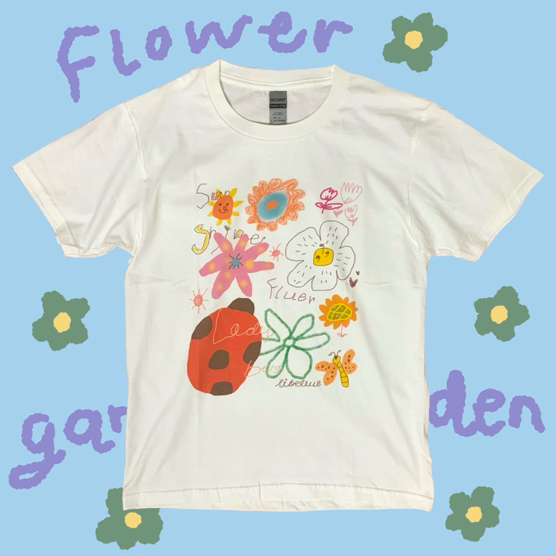 เสื้อยืด Flower garden เสื้อยืดลายดอกไม้และแมลงในสวนน