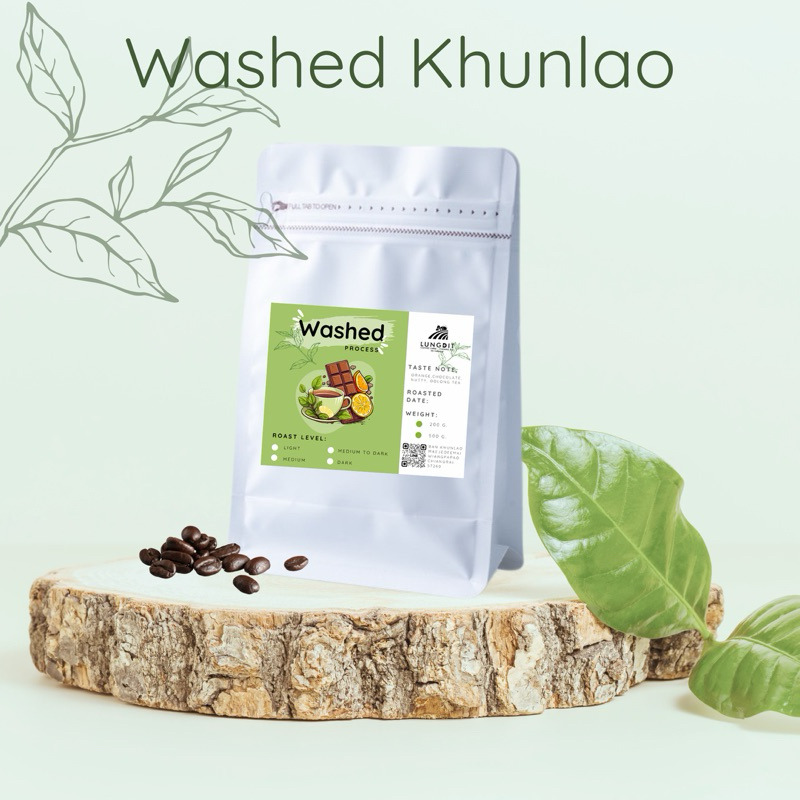 เมล็ดกาแฟคั่ว ขุนลาว อาราบิก้า100% washed process
