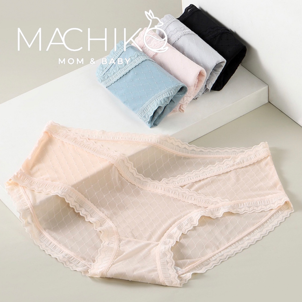 MACHIKO | U12 กางเกงในคนท้องเอวต่ำ ลายตาราง ผ้าบางเบา เป้าไม่ร่อน ไม่รัดท้อง ระบายอากาศดี แม่ท้อง ตั้งครรภ์