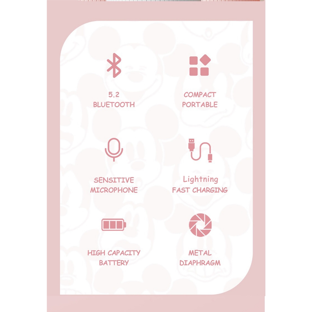 Disney F12  หูฟังบลูทูธไร้สาย 5.2 ลดเสียงรบกวน สเตอริโอ HiFi สําหรับเล่นเกม