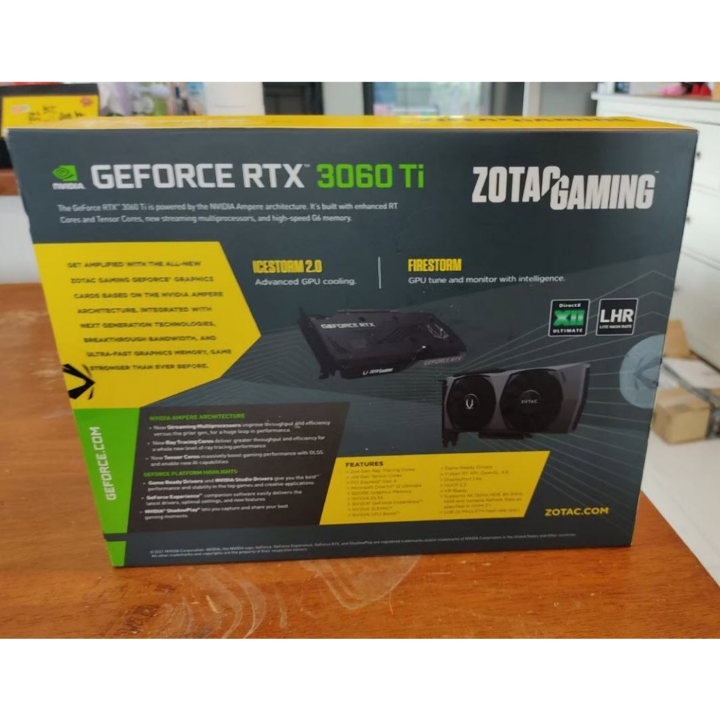 VGA (การ์ดแสดงผล) ZOTAC GAMING GEFORCE RTX 3060 TI TWIN EDGE OC LHR - 8GB GDDR6 การ์ดจอ มือสอง ประกั