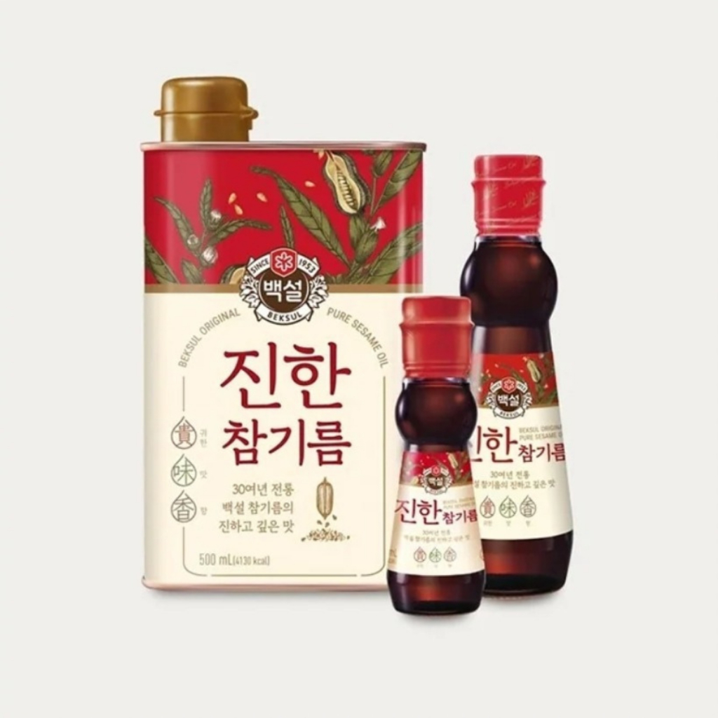 CJ Sesame Oil น้ำมันงาแท้จากเกาหลี ตรา ซีเจ สินค้าเกาหลีแท้100% น้ำมันงาคั่ว 백설 참기름 50ml,320ml,500ml