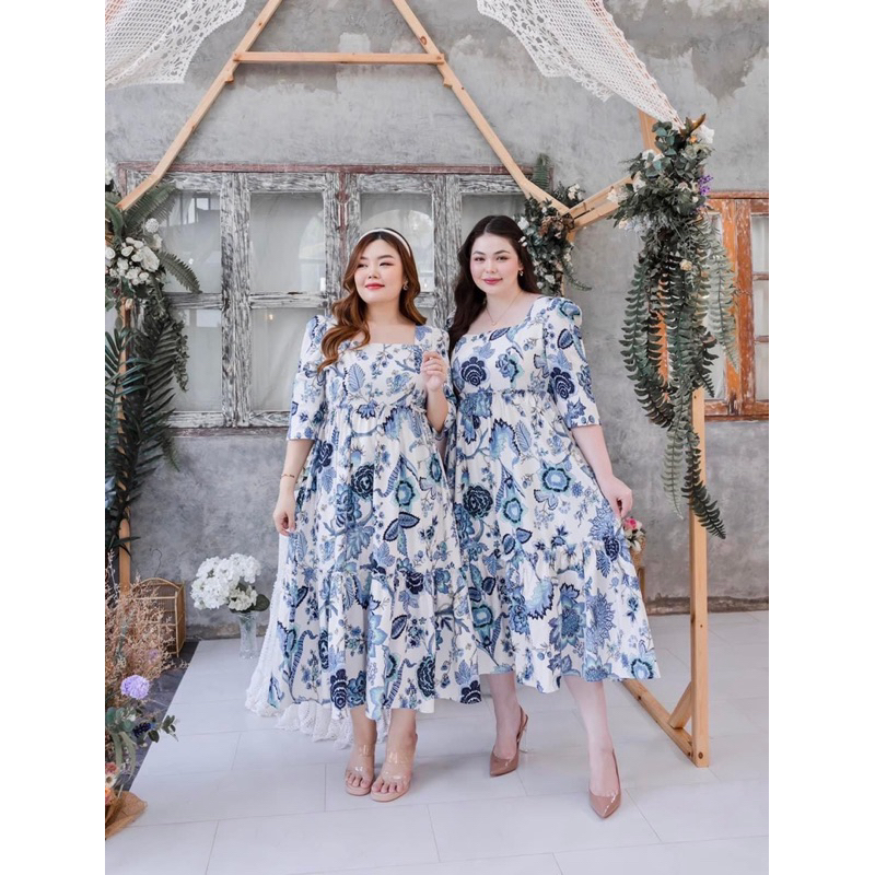 BBWSHOPเดรสลายดอกฟ้า