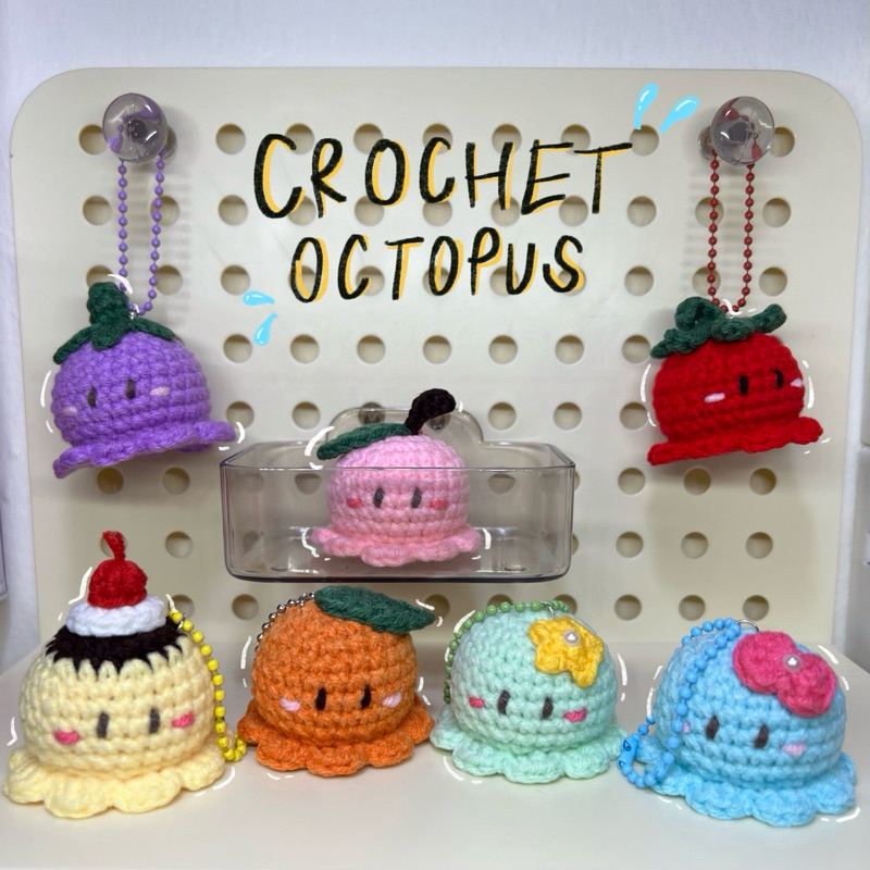 crochet octopus🐙 พวงกุญแจน้องหมึกสุดคิ้วท์💖