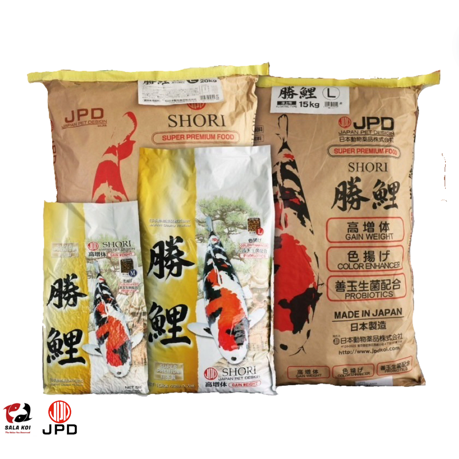 JPD Shori อาหารปลาคาร์พเพิ่มความล่ำ ปรับสีสด อย่างเป็นธรรมาติ เม็ดจม,ลอย M,L (5 kg, 15 kg, 20 kg)
