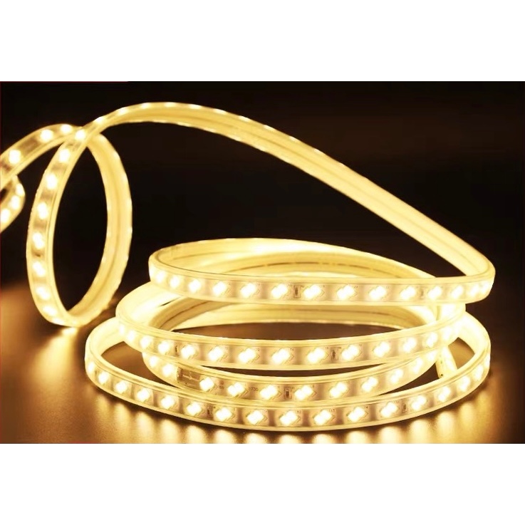ไฟเส้นLED 220V 5730 สำหรับตกแต่งบ้าน/รถ/อาคาร strip light ใช้งานกลางแจ้งได้ กันน้ำ ทนแดด 64ดวง