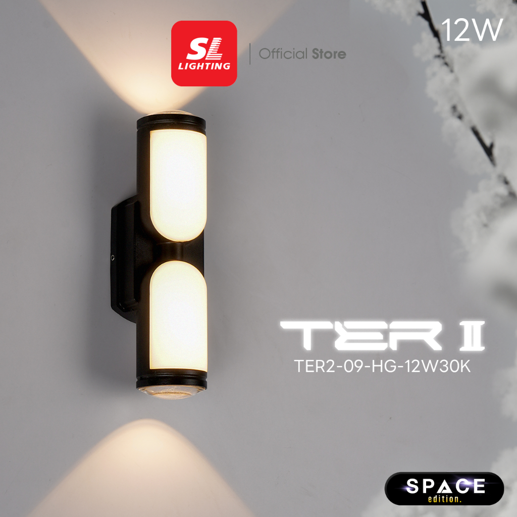 SL LIGHTING | Outer Space โคมไฟติดผนังภายนอก LED 12W 3000K วัสดุ Aluminium | PC  ทรงกระบอก 2WAYS รุ่น TER2-09-HG-12W