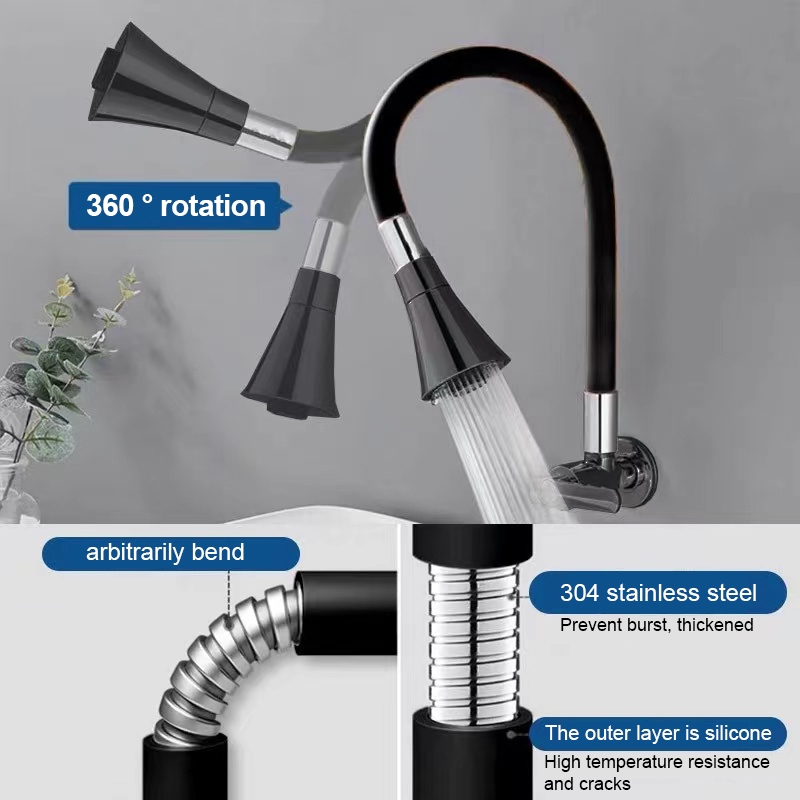 【ซิลิโคนกันรั่ว】ก๊อกน้ำห้องครัว 360° หมุนได้รอบทิศ หัวก๊อก304สแตนเลส ทนทาน ล้างจานสะดวก ติดตั้ง2ขั้นตอนง่ายๆ - รูปที่ 4