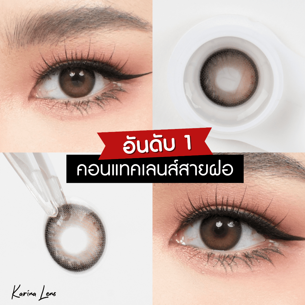 คอนแทคเลนส์ Karina Lens รุ่น Maggie Brown รายเดือน วัสดุ Hema  ค่าอมน้ำ 42% DIA 14.2 BC. 8.5 mm ค่าส