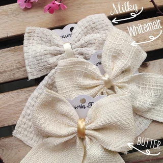 โบว์ ผ้าทวิต ผ้าป่าน 🎀 ผ้านิ่ม โบว์ติดผม กิ๊บโบว์ใหญ่