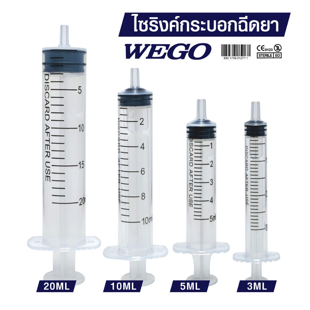 ไซริงค์ ไซริ้ง 3ml, 5ml, 10ml, 20ml Syringe กระบอกฉีดยา ล้างจมูก WEGO