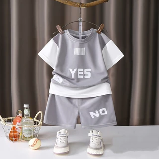 ชุดกีฬาเด็ก ชุดใส่เล่นสบายๆ ชุดเซ็ตเด็กชาย เสื้อแขนสั้น + กางเกงขาสั้น เหมาะทุกฤดู ผ้านุ่มใส่สบาย หล่อสมวัย