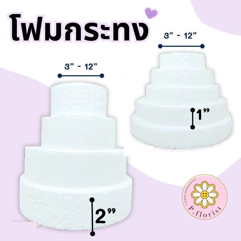 ราคาถูกสุด โฟมกระทง หนา 1" -  2" โฟมกลมแบน โฟมกลม โฟมเค้ก โฟมวงกลม เค้กปลอม สินค้าพร้อมส่ง บริการเก็บเงินปลายทาง