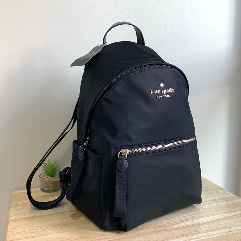 [[พร้อมส่ง📦แท้💯%]] Kate Spade Chelsea Nylon Medium Backpack Black WKR00556