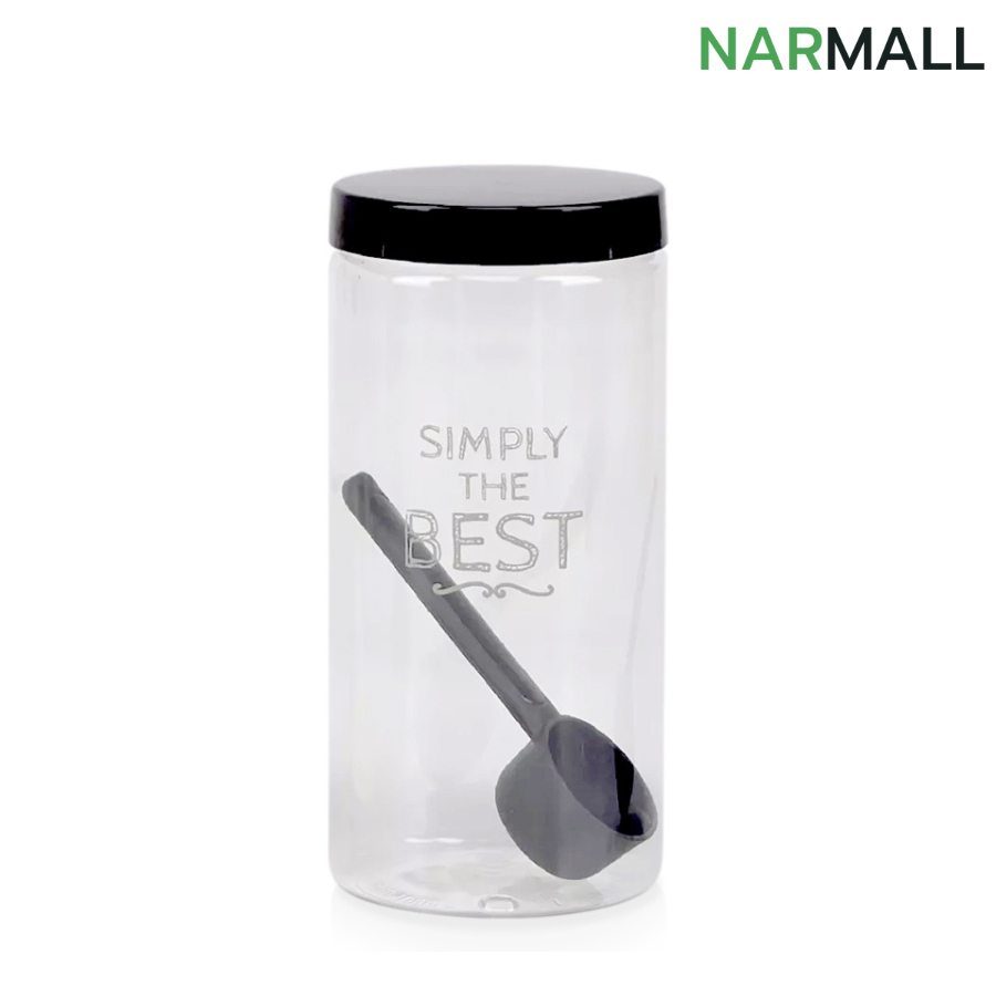ขวดโหลพลาสติก ขวดโหลพร้อมฝา ความจุ 1000ml พร้อมช้อนตัก บรรจุได้เยอะ Narmall_