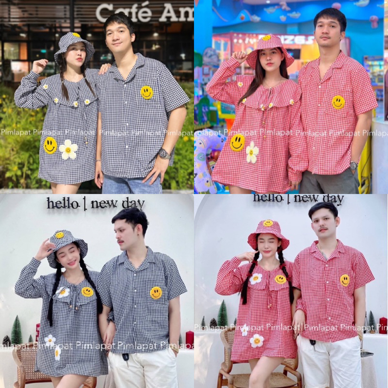 LILY ชุดคู่รัก ชุดคู่ ชุดคู่แฟน[เสื้อ+เดรส+หมวก]