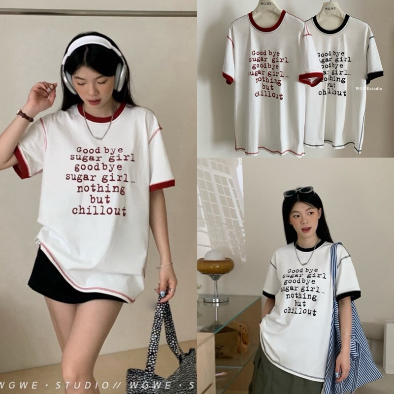 เสื้อยืดคอกลมแขนสั้นรุ่น 8444 TAG:WG.WE 🇰🇷