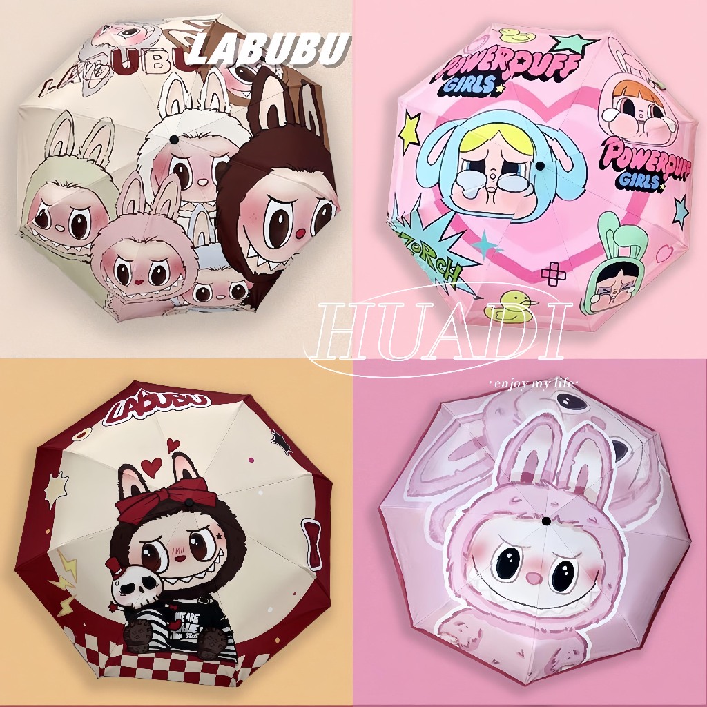 labubu โนมัติอย่างเต็มที่ crayon shin-chanเสี่ยวซินสีเทียน ร่มพกพา กันฝน ร่มญี่ปุ่น ร่มกันuv