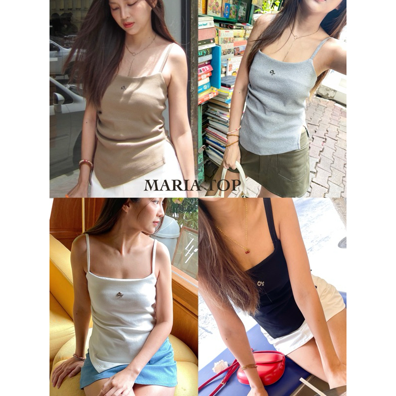 COZY CLUB. -(เติมของครบทุกสี)MARIA TOP เสื้อสายเดี่ยวรัดรูป ผ้าร่องคุณภาพดีมาก ปาดเฉียงที่ชายเสื้อ ใส่กระชับ หุ่นสวย