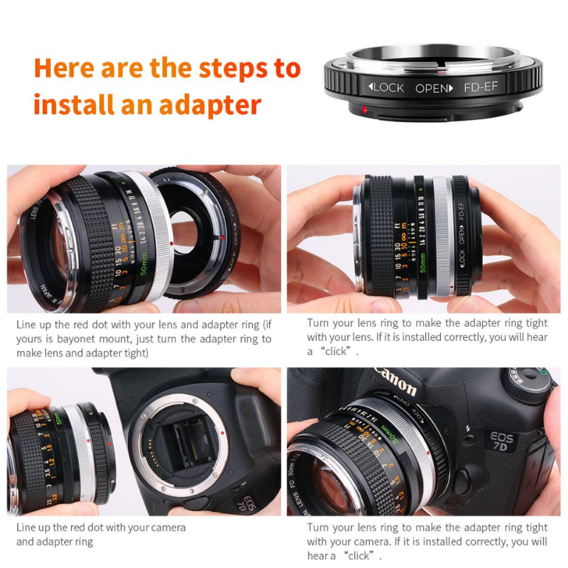 K&F Canon FD Lenses to Canon EOS Mount Camera Adapter (KF06.082)