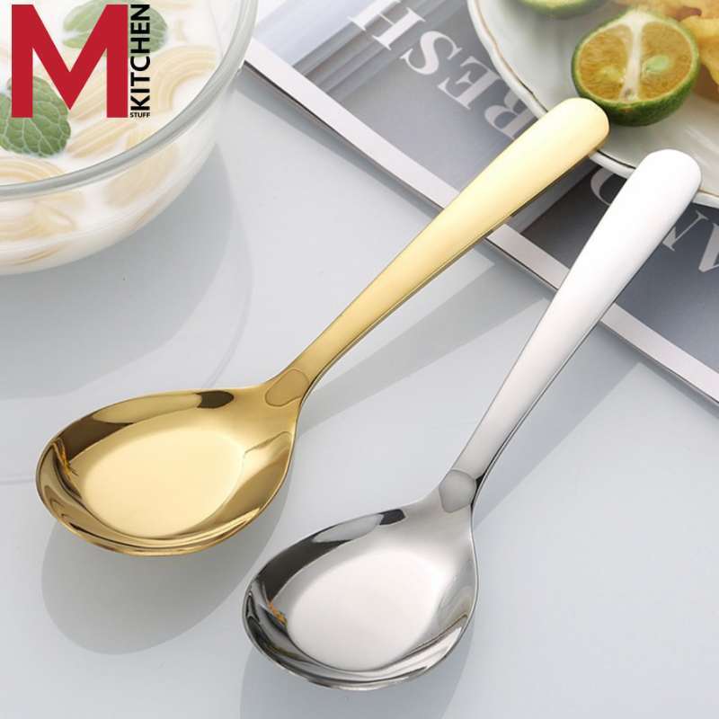 M KITCHEN 2162 ช้อน ช้อนกลาง สแตนเลส หนา 2 มม. ยาว 16.5ซม. มี 2 สี ให้เลือก สีเงิน และ สีทอง